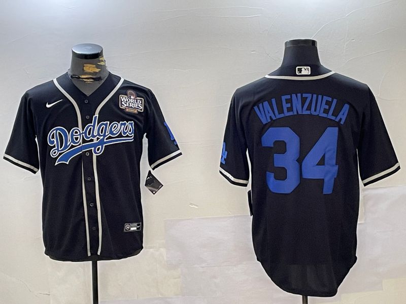 Men Los Angeles Dodgers 34 Valenzuela Black Game 2024 Nike MLB Jersey style 11206